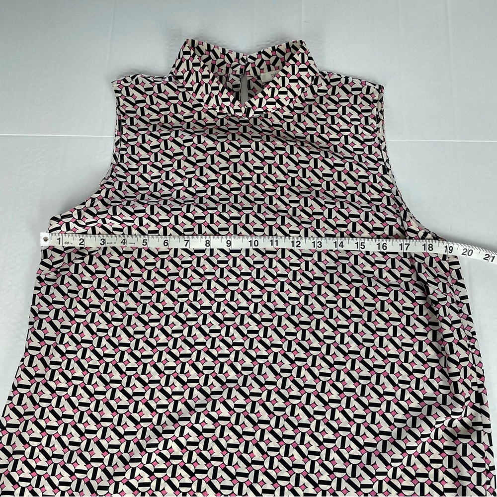 TYLER BOË Sleeveless Silk Geo Print Tank‎ Size Medium Pink Black - Picture 10 of 11